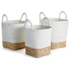 Madura Market Baskets, Set of 3, White/Natural