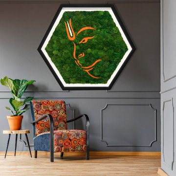 2 Preserved moss wall art - Hanuman