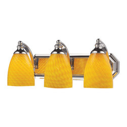 Elk Lighting - Polished Chrome Three-Light Bath Light with Canary Glass - Bathroom Vanity Lighting