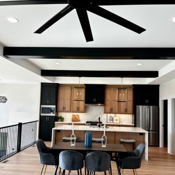 White Oak and Black Split Foyer Modern Kitchen