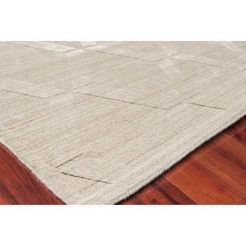 Castelli Handmade Hand Loomed Wool and Bamboo Silk Light Beige Area Rug, 9'x12'