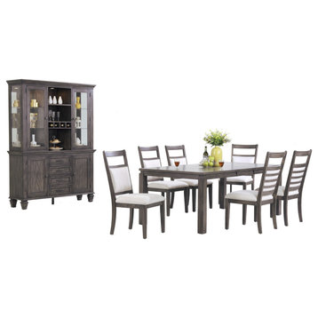 Sunset Trading Shades of Gray 9-Piece Dining Set With China Cabinet
