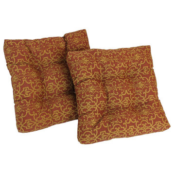 19" Squared Tufted Dining Chair Cushion, Set of 2, Vanya Papprika