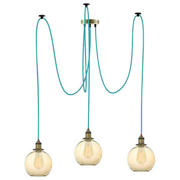 Turquoise And Amber Glass Globe Chandelier