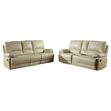 HomeRoots 76'' X 40'' X 41'' Modern Beige Sofa With Console Loveseat