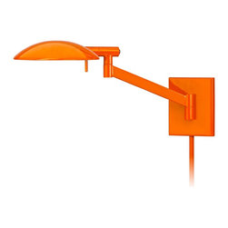 Sonneman Perch Pharmacy 19.5" Swing Arm Wall Lamp in Gloss Orange Finish - Swing Arm Wall Lamps