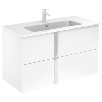 Onix Collection 2 Drawer Vanity, White, 40", No Sink Top
