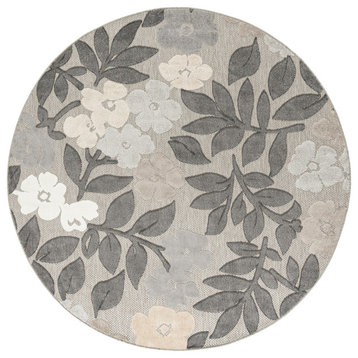 Ostro Modern Floral Area Rug, Beige & Gray, 5'3'' Round
