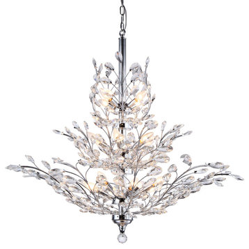 13 Light Crystal Chandelier Light, Chrome Finish With European Crystals