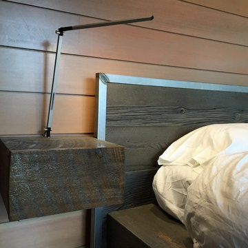 close up of nightstand and Bed Noir headboard