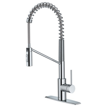 Oletto Commercial Pull-Down 1-Hole Kitchen Faucet, Chrome