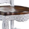 Bar Stool French Country Whitewash Rustic Pecan Floral Carved Saddle
