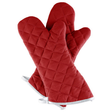 Oversized Quilted Mittens By Lavish Home Burgundy, Set of 2
