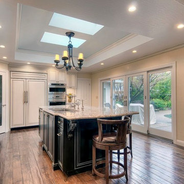 Ornate White Glazed Kitchen & Family Room