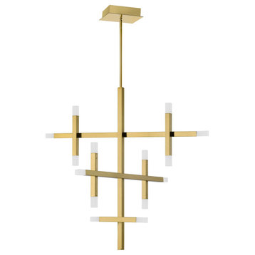 ACS-3656C-AGB-FR 42W Chandelier Aged Brass with Frosted Acrylic Diffuser