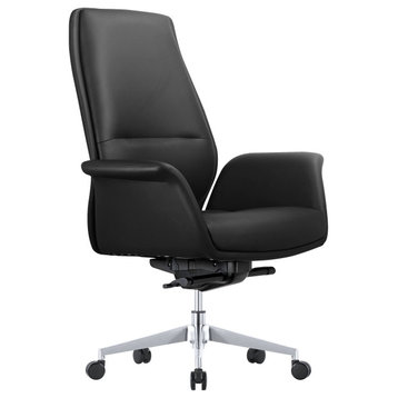 LeisureMod Summit Modern Conference Office Chair With Swivel and Tilt, Black