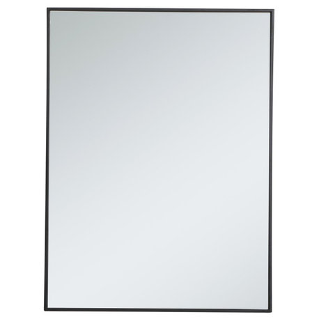 Elegant Decor MR43040BK Metal Frame Rectangle Mirror, 30", Black