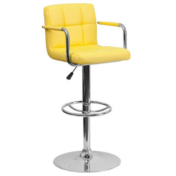 Roseto FFIF74661 Contemporary 20"W Adjustable Height Bar Stool / - Yellow
