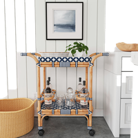 Butler Selena Blue & White Rattan Bar Cart