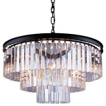 Gatsby Luminaires - Glass Fringe 9-Light Chandelier, Gray Iron, Clear, With LED Bulbs - Bring glamour to your home with this nine light stunning pendant chandelier from Glass Fringe collection. Industrial style frame yet delicate and modern glass fringe options this stunning ceiling light will surely update your decor