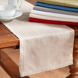 PB CLASSIC BELGIAN FLAX LINEN HEMSTITCH TABLE RUNNER - Tablecloths