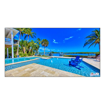 Bennett Nokomis, FL Custom Court Yard Swimming Pool & Spa With Raise Beach Area.