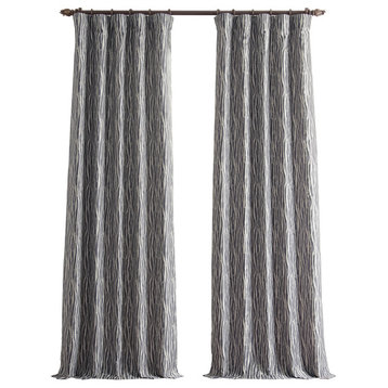Faux Silk Jacquard Darkening Curtains 1 Panel, Tiger Stripe Grey, 50w X 84l