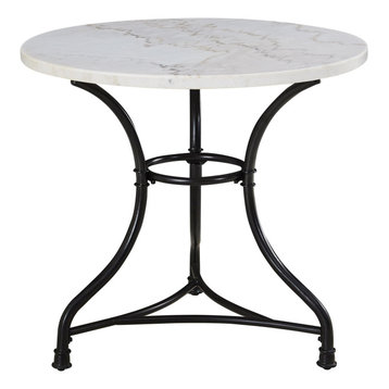 Steve Silver Claire Round Coffee Table In White Marble And Black Metal CR340T