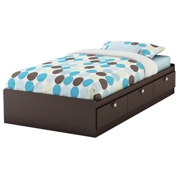 South Shore Spark Twin Mates Bed, 39" With 3-Drawers, Chocolate