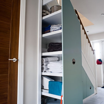 Contemporary under stairs storage solutions