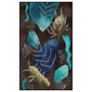 Washable Ink Lines Espresso Area Rug, Rectangle 2'x5'
