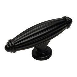 Cosmas - Cabinet Ribbed Knob, Set of 25, Flat Black - Cabinet And Drawer Knobs