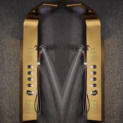 Primo Pulsating Massage Shower Panel Gold Plated - Shower Panels And Columns