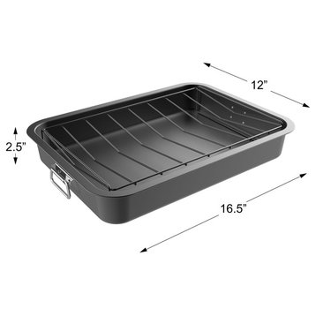 Classic Cuisine Roasting Pan Angled Rack Nonstick Oven Roaster Removable Tray