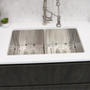 STYLISH 28"L x 18"W Undermount Kitchen Sink Double Bowl with Grids and Strainers