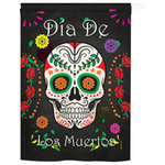 Breeze Decor - Halloween Dia De Los Muertos 2-Sided Vertical Impression House Flag - Size: 28 Inches By 40 Inches - With A 4"Pole Sleeve. All Weather Resistant Pro Guard Polyester Soft to the Touch Material. Designed to Hang Vertically. Double Sided - Reads Correctly on Both Sides. Original Artwork Licensed by Breeze Decor. Eco Friendly Procedures. Proudly Produced in the United States of America. Pole Not Included.