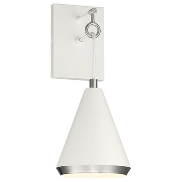 Savoy House M90066WHPN 1-Light Wall Sconce in White with Polished Nickel