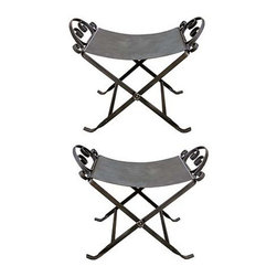 Pair of Blackened Steel Stools - Furniture