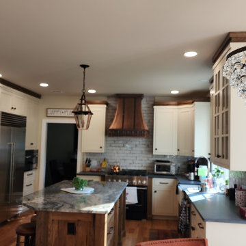 Rustic Hickory, Paint and Glaze with Copper range hood