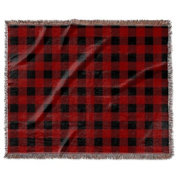 "Buffalo Plaid Tweed in Red" Woven Blanket 80"x60"
