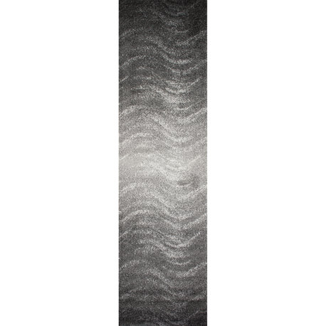 Nuloom Contemporary Ombre Waves Polypropylene Rug, Charcoal 2'8"x20'