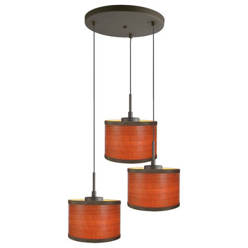 Merna 3-Light Cluster Pendant, Bronze, Veneer/Brulee