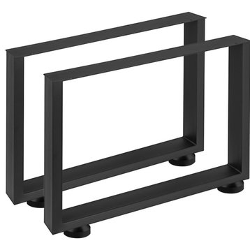 Vevor Set of 2 Steel Table Legs Black Square Table Legs, 28" H X 31" W