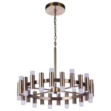 Simple Lux 24 Light Chandelier, Satin Brass