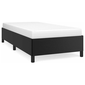 vidaXL Bed Frame Upholstered Platform Bed Black 39.4"x79.9" Twin XL Faux Leather