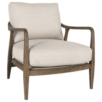 Kosas Home Lennon Linen Fabric & Rubberwood Accent Chair in Natural/Beige
