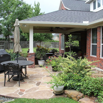 Patio Cover with Decorative Concrete in Cypress, TX