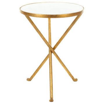 Richard Gold Foil Round Top Accent Table White/Gold