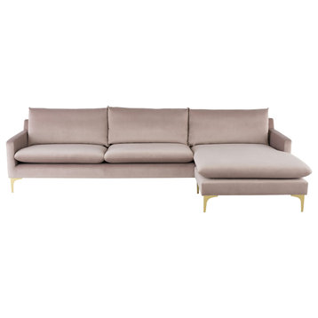 Anders Blush Fabric Sectional Sofa, HGSC574
