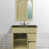 Vanity With Baltic Brown Granite Top And Mirror, Yellow, 36"